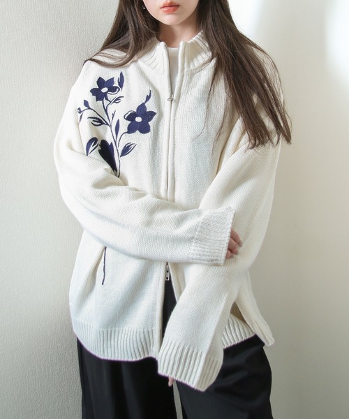 定価5万新品GALERIE VIE ホワイト ハーフMウールニットライダース PRODIGAL カシミヤ 100％ 畦編み タートルネック セーター
