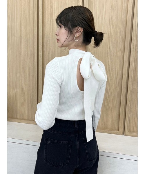 Lily Brown - LILY BROWN×MARY デイジー刺繍バックオープンリブニット LILY BROWN ニット セーター 「LILY BROWN×MARY QUANT」デイジー