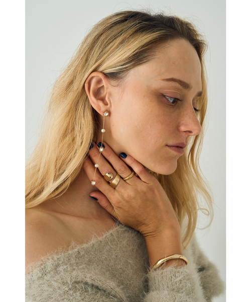 Ettika クリスタル ダブル ドロップ ピアス チェーン Ettika ピアス 「Ettika/エティカ」パール＆クリスタルチェーン
