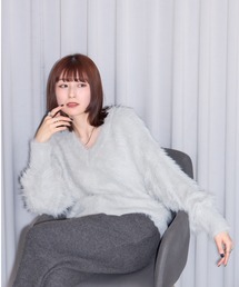 ニット セーター Vネックシャギーニット レディース : ZOZOTOWN