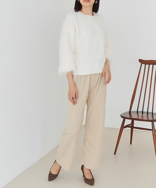 ニット セーター 「Fizz/フィズ」　レースミックスシャギーニット レディース Fizz ニット セーター 「Fizz/フィズ」 レースミックスシャギー