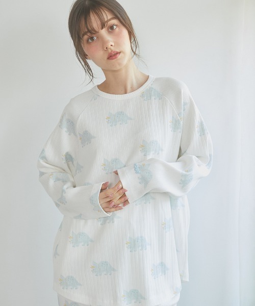 【新品未使用】ジェラートピケ ダイナソー ルームウェア gelato pique パジャマ ルームウェア ダイナソー柄ロンT