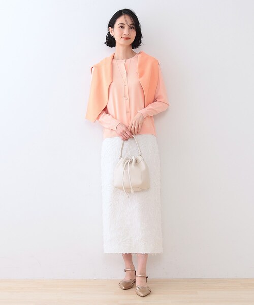 INDIVI カーディガン 春SALE！「洗える」ブラウスコンビ ニット