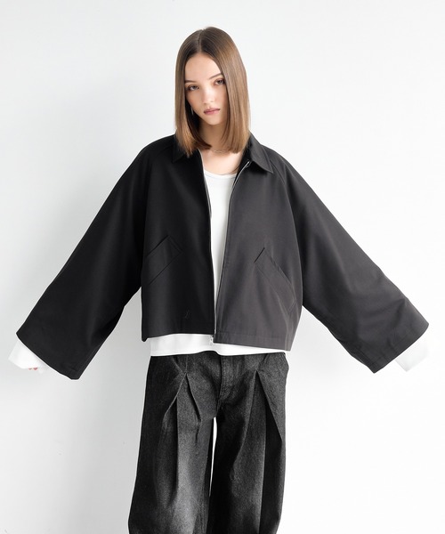 エルヴ ELLUV オーバーカフス ショートジップブルゾン ELLUV ブルゾン アウター 「ELLUV/エルヴ」オーバーカフス ショート