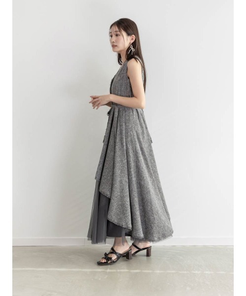 RANDA ワンピース 「4サイズ展開」チュールレイヤードジャケット