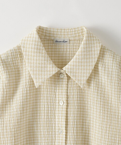 ブラウス シャツ 「Steven Alan」クレープ チェック ハーフスリーブ シャツ レディース STEVEN ALAN ブラウス シャツ 「Steven Alan」クレープ チェック