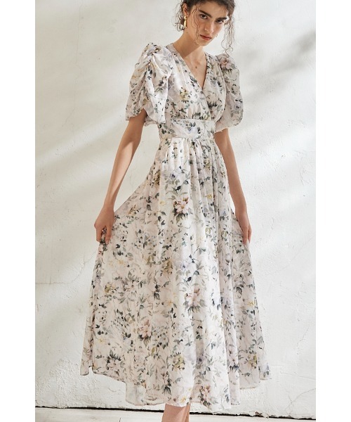 カシュクールフラワープリントドレスEstella.kOFF.WHT FLOWER カシュクールフラワープリントドレスEstella.kOFF.WHT FLOWER