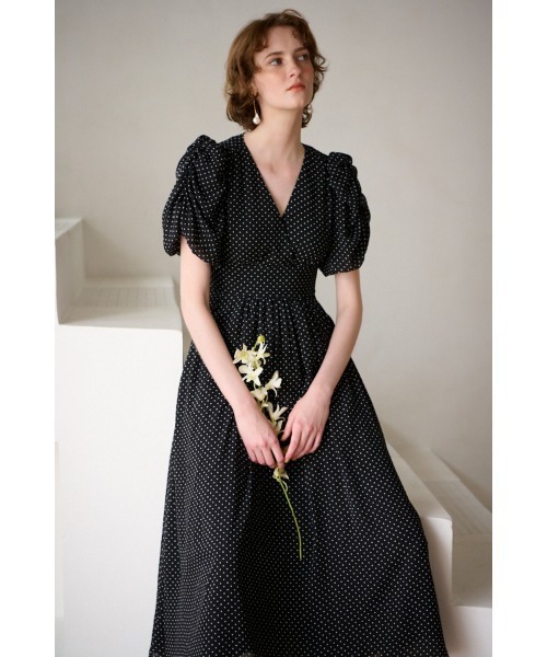 大人気！エステラケー Harper Polka-dot Dress ワンピース Harper Polka-dot Dress -BLK dot- – Estella.K
