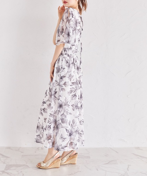 tocco closet ワンピース 後ろリボン付きスリットスリーブ