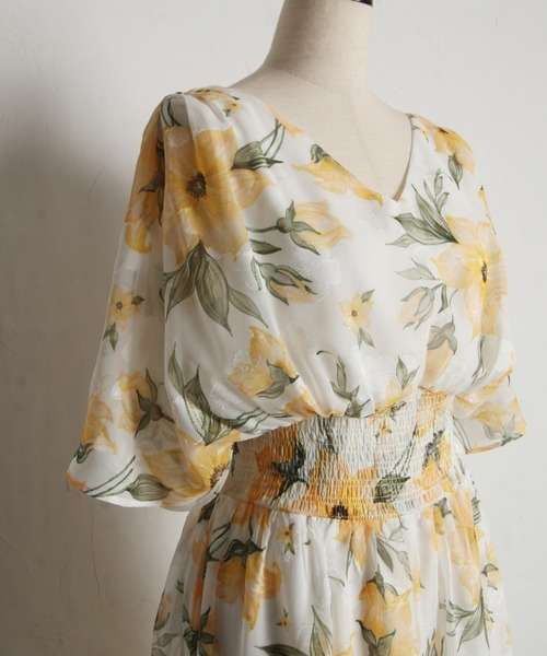 tocco closet ワンピース 後ろリボン付きスリットスリーブ