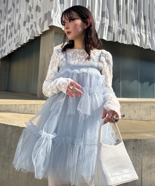HONEY MI HONEY（ハニーミーハニー） キャミソール tulle tiered tunic