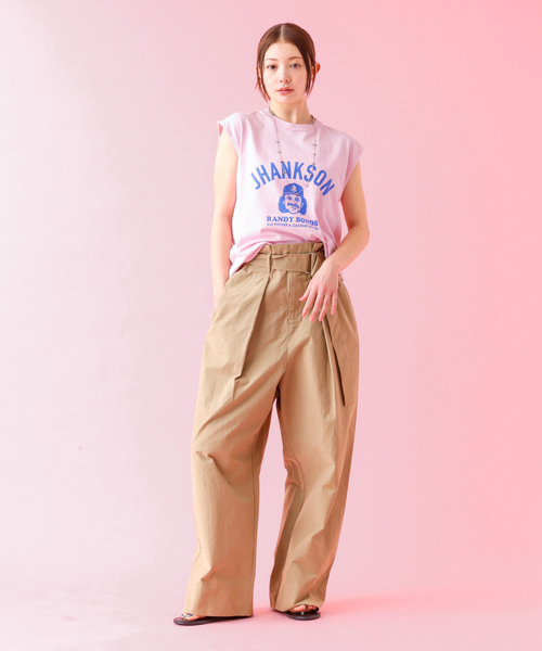 【Le Melange/ル・メランジュ】プリントノースリーブTシャツ/コラボ/ノ Le Melange/ル・メランジュ】プリントノースリーブTシャツ