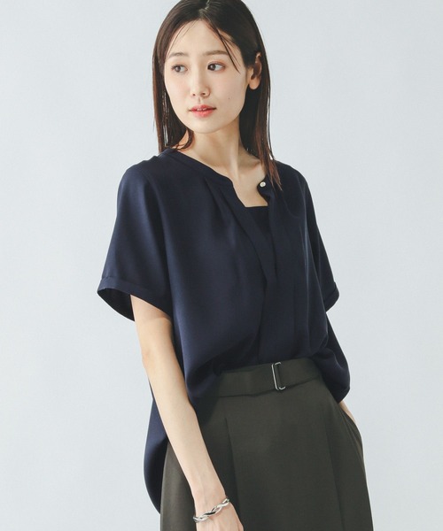 GLOBAL WORK ブラウス シャツ キレイつづく2WAYタック半袖