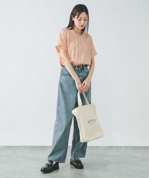 GLOBAL WORK ブラウス シャツ キレイつづく2WAYタック半袖