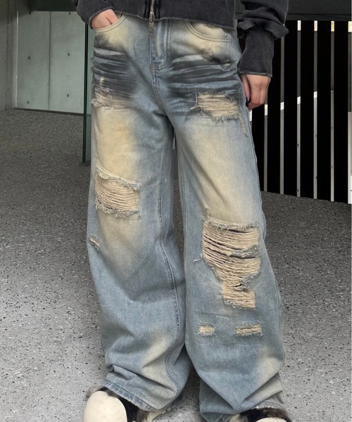 KsG パンツ vintage wash wide denim レディース メンズ