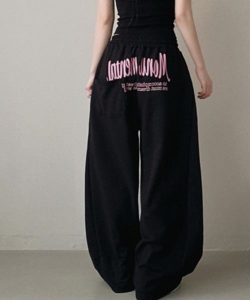 NANAHACHI スウェットパンツ ジャージ バッグプリントワイドスエット