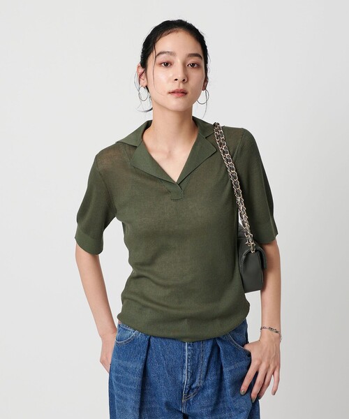 BEAUTY&YOUTH オープンカラー ショートスリーブニット BEAUTY＆YOUTH UNITED ARROWS ニット セーター オープンカラー