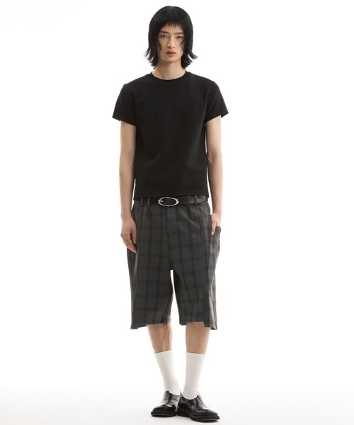 WESTBOY パンツ チェックプリーツショーツ センタープレス