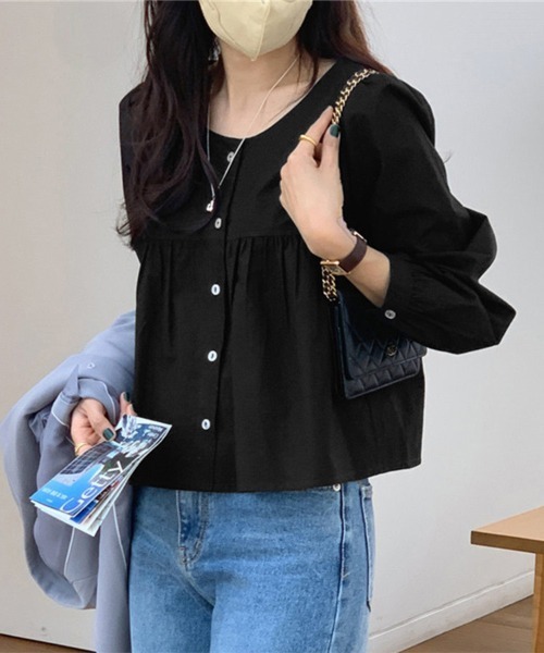 ブラウス シャツ ラウンドネックフレアブラウス レディース : ZOZOTOWN