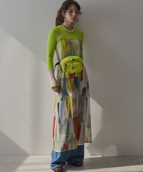 bohmal（ボマール） ワンピース 夏 水彩アート総柄シアーキャミ