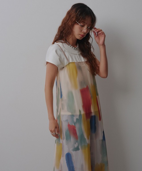bohmal（ボマール） ワンピース 夏 水彩アート総柄シアーキャミ