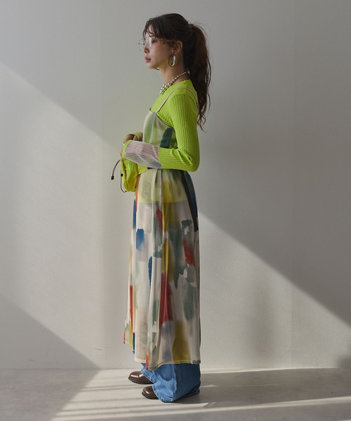 bohmal（ボマール） ワンピース 夏 水彩アート総柄シアーキャミ