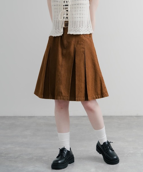GGプリーツデニムジャカードミディスカート Rocky Monroe マルチサイズ デニムスカート カラーデニム