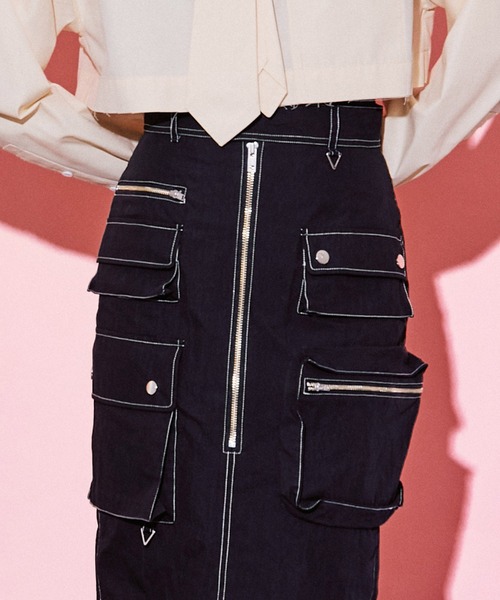 【MAISON SPECIAL】ロングスカート SALE】Satin Docking Maxi Skirt