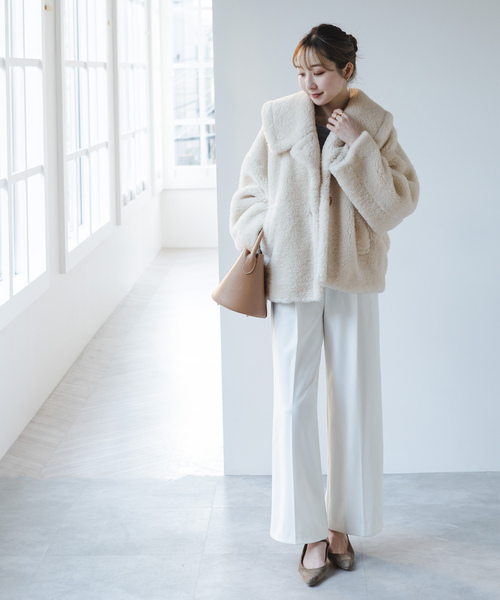 NOBLE ノーカラージャケット ベージュ NOBLE（ノーブル） ジャケット - ベージュ レディース : ZOZOTOWN