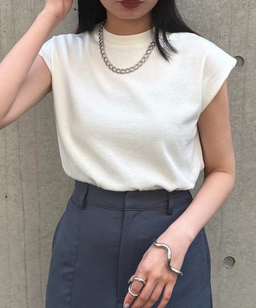 ニット セーター 「＆g'aime」フレンチスリーブニット　Cap Sleeve Knit Top レディース &g'aime ニット セーター 「＆g'aime」フレンチスリーブニット