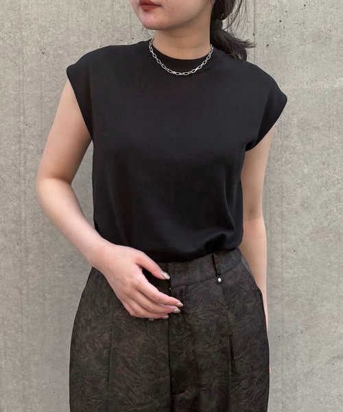 ニット セーター 「＆g'aime」フレンチスリーブニット　Cap Sleeve Knit Top レディース