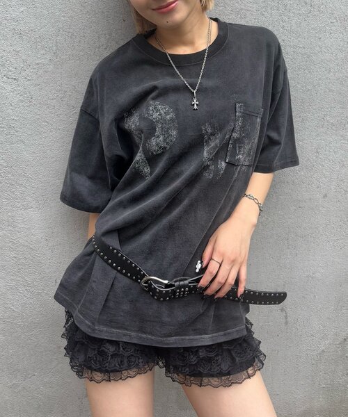 tシャツ 2サイズ「Sourcream」PWステンシルプリントポケットTEE レディース メンズ