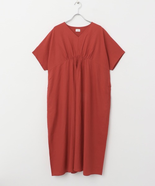 URBAN RESEARCH DOORS ワンピース リネンレーヨンVネック切替