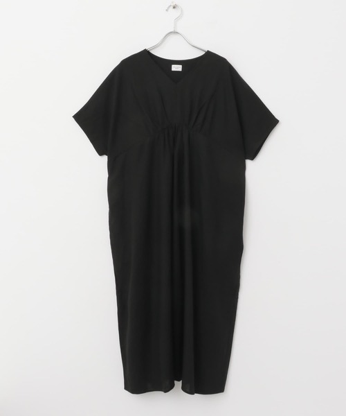 URBAN RESEARCH DOORS ワンピース リネンレーヨンVネック切替