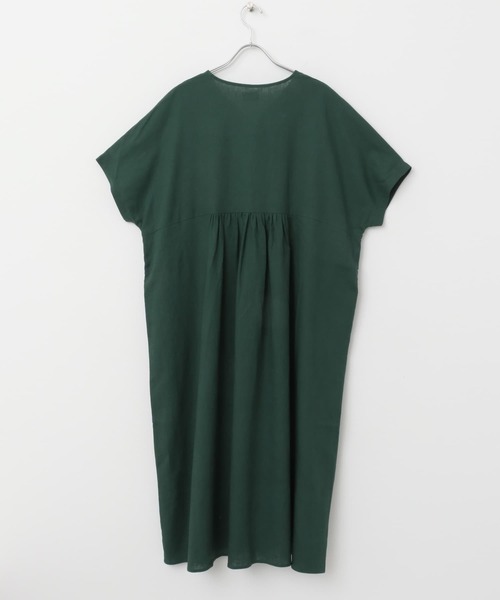 URBAN RESEARCH DOORS ワンピース リネンレーヨンVネック切替