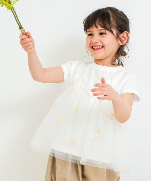tシャツ チュール刺繍Tシャツ キッズ 子供服 女の子 | RIO