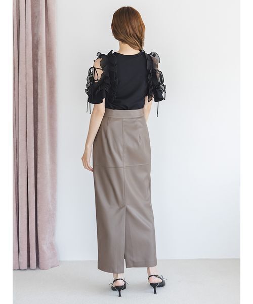 Currentage タイトスカート SALE】ストレッチカットソーベイカーポケットタイトスカート
