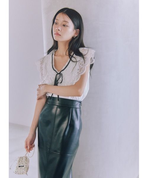 snidel レザーライクタイトスカート GRY SNIDEL（スナイデル）の「FAUXレザータイトスカート（スカート