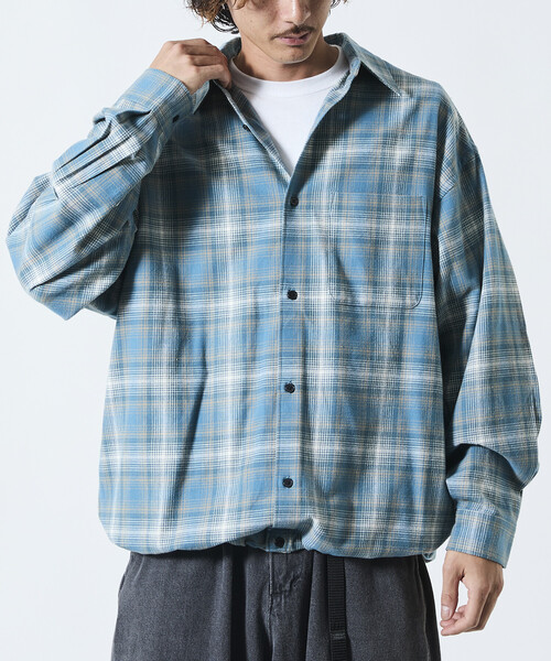 シャツ 限定展開 ワイドシルエット オンブレチェック スピンドル シャツ メンズ | FREAK'S STORE