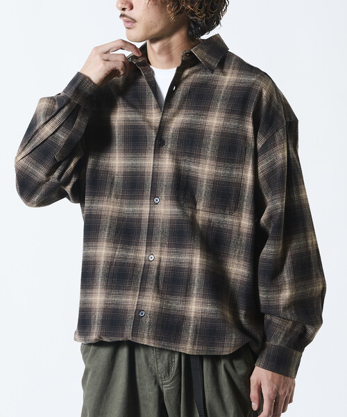 シャツ 限定展開 ワイドシルエット オンブレチェック スピンドル シャツ メンズ | FREAK'S STORE | 16