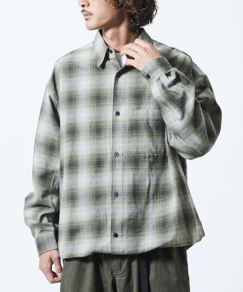 シャツ 限定展開 ワイドシルエット オンブレチェック スピンドル シャツ メンズ | FREAK'S STORE | 08