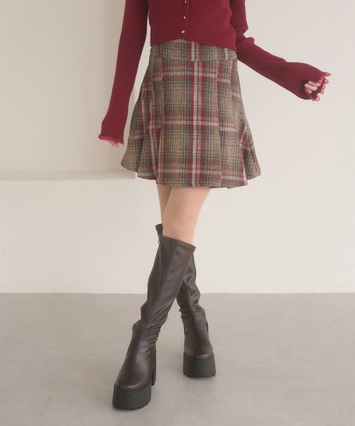 Ambre Neige（アンブルネージュ） スカート plaid pattern flare mini