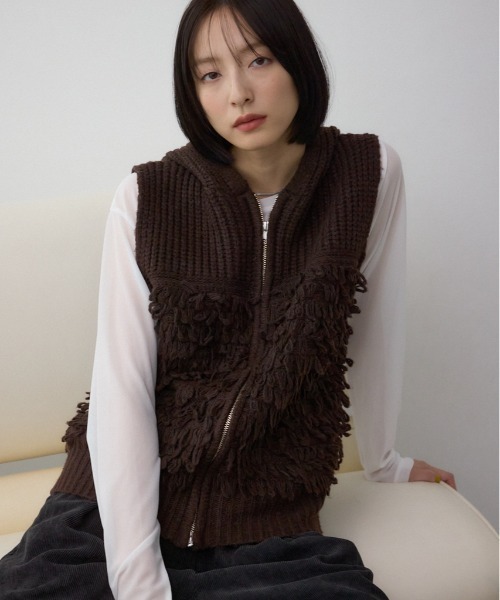 AZUL BY MOUSSY（アズールバイマウジー） ベスト ジレ ZIPフーディ