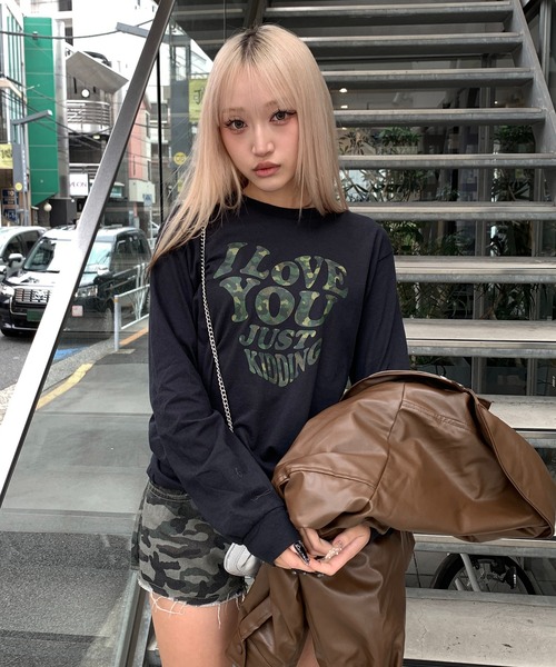 lilful tシャツ Y2Kデザイン アソートロンT 迷彩柄/レオパード柄