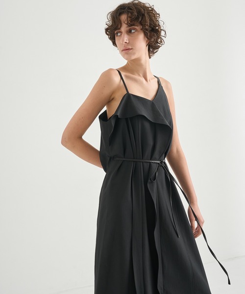 EVERYTHING I LIKE 黒いcamisole dress ワンピース CITY TOKYO ワンピース Leather Belted Camisole Dress/レザー
