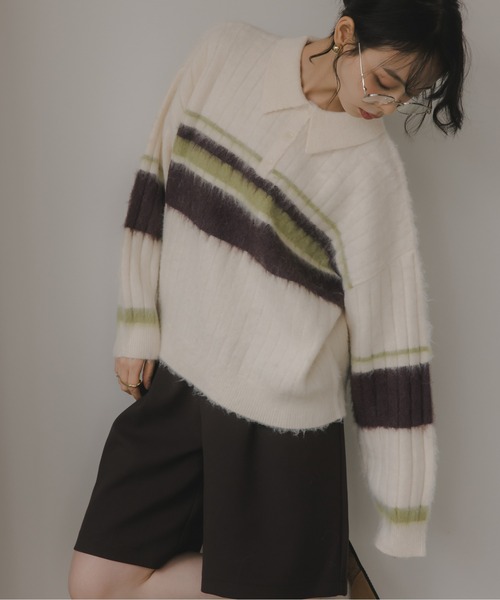 210nouve（トゥージュヌーヴ） ニット セーター ポロ襟 アルパカタッチ