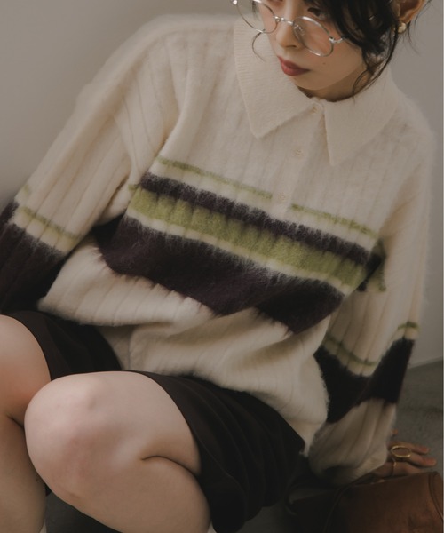 210nouve（トゥージュヌーヴ） ニット セーター ポロ襟 アルパカタッチ