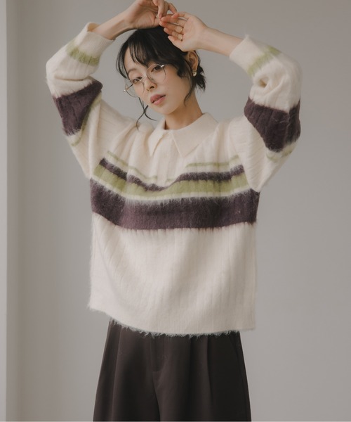 210nouve（トゥージュヌーヴ） ニット セーター ポロ襟 アルパカタッチ