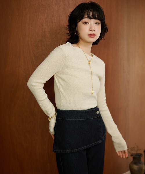 ニット セーター back open knit tops /バックオープン長袖ニット