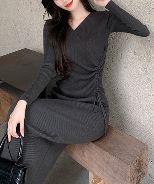 「Miniministore」 ニットワンピース フリー チャコールグレー レディース_画像2